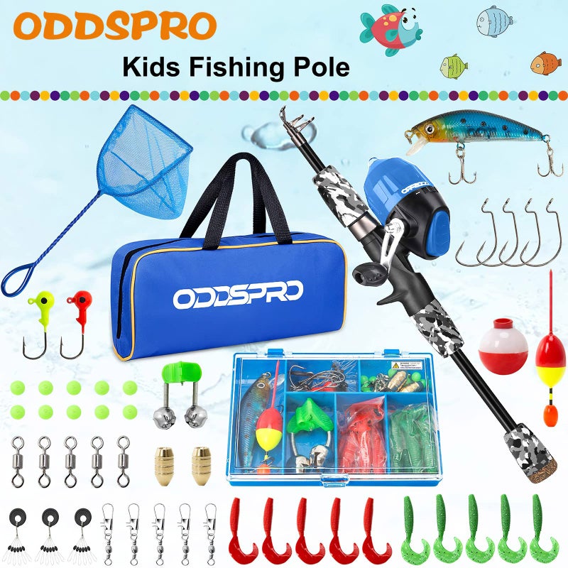 ODDSPRO Kids Fishing Pole - Kids Fishing Starter Kit - with Tackle Box, Reel, Practice Plug, Beginner's Guide and Travel Bag for Boys, Girls - Image 2